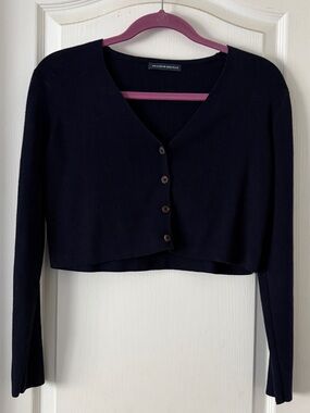Brandy Melville Cropped Navy Blue Cardigan